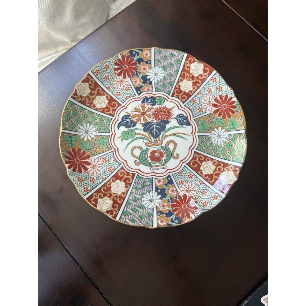 Arita Pedestal Cake Stand Plate Hand Decorated Imari Fan Japan Fine China - Picture 2 of 8